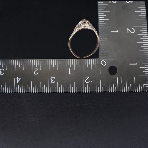 Goth Biker Lion Head Statement Ring Silver Tone Adjustable Open Band Size 9–9.5f - Picture 6 of 12